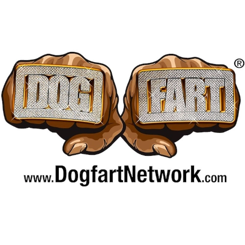 Dogfart Network logo featuring two fists with diamond-styled rings spelling DOG and FART